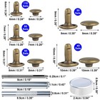 340 Sets Leather Rivets Kit Mixed Sizes Rivets For Leather Double Cap Rivets    