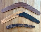 3 Pc Wood Boomerang Lot From Antigua   Australia Hand-painted Valdo Aboriginal