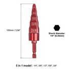 1 4  3 8  1 2  5 8  3 4  Swage Expander Drill Bit With 1 4  Hex Shank Red