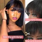 Straight Bob Wig With Bangs Human Hair Wigs For Black Women 2x1 Lace Front Wig