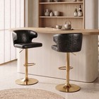 Adjustable Swivel Bar Stool Set Of 2  Pu Leather  Black  300 Lbs Capacity
