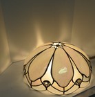 Antique Vintage Pearl Iridescent Glass Leaded Jeweled Lamp Shade Tiffany Style 