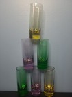 6 Shot Glasses Multi-colored Glass Vodka Aperitif Liqueur Cordial 3 5    Tall