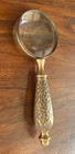 Vintage Brass Hand Held Magnifying Glass W  Ornate Handle