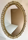 Vtg Hollywood Regency Oval Brass Gold Filigree Mirror Vanity Tray 13 5  Easel