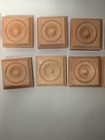 Lot Of 10 Pine Wood Corner Block Bullseye Rosettes 3 1 2  Unused Free Shipping 