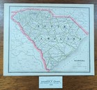 Vintage 1886 South Carolina Map 13 x11  Old Antique Original Georgetown Columbia