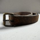 Antique Civil War Era Brass Roller Buckle Leather Belt Campaigner