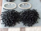 Vtg Estste Lot  3  Pairs Shoe Clips Rhinestone black  Black pewter Signed Musi