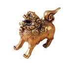 Palace Old Copper Bronze Fu Foo Dog Lion Unicorn Incense Burner Statue