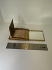 Vintage Unique Art Deco Gold Tone   White Slide Cover To Open Powder Compact-339
