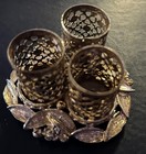 Vintage 3 Tube Sam Fink Silver   Gold Lipstick Holder Vanity Stand