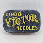 Antique Victor Phonograph Needle Tin 1000 Needles His Masters Voice Black   Gold