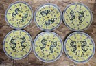 Set Of 6 Vintage Chinese Oriental Yellow Dragons Flames    Pearl Plates
