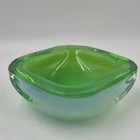 Vtg Artisan Bright Green Glass Murano Bowl Dish Pulegoso Sommerso Venini Style 