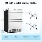 24 Inch Under Counter Refrigerator Double Drawer Beverage Fridge Stainless Steel