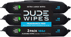 Dude Wipes Flushable Wipes - 3 Pack  144 Wipes - Unscented Extra-large Adult Wet