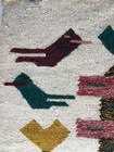 Vtg Fiber Art Native Wall Hanging Rough Woven Jute 26  X 15  House   Birds