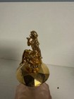 Vintage Pink Frosted Glass Perfume Bottle With Gold Figurine Stopper