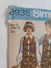 Vest Mens 40 Simplicity 8938 Sewing Pattern Cut Vtg Western Leather Long Short