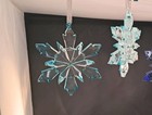 Hand Made Blue 4 1 2x3 1 2 Inch Resin Snowflakes 