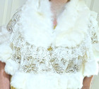 White Faux Fur   Lace Wedding Bridal Cape W  Rhinestone Brooch Pin   Osfm   New