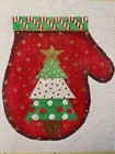 Handpainted Needlepoint Canvas christmas Tree Right Mitten 18 Mesh  Jwpo 022