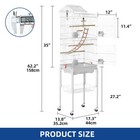 62 In Large Bird Cage Parrot Cage Cockatiel Finch Pet Parakeet Rolling Standcage
