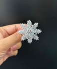 3ct Baguette Cut Snowflake Shape Wedding Brooch Pin 14k White Gold Plated