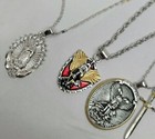 3 Pc Virgin Mother Mary St  Saint Michael Archangel Necklace Catholic Set Lot