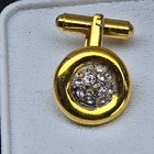 Vintage Gold Tone Cufflink Lot Rhinestone Mens Formal Jewelry 2 Pair