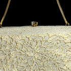Vtg Clutch Beaded 1970s Ivory Sequin Party Handbag Elegant Classic