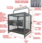 Elegant Strong Iron Travel Vet Bird Parrot Carrier Cage With Handle Stand Perch