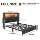 Full queen Upholstered Led Bed Frame With Wooden Bookcase And Charging Station
