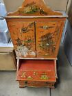 Georgian Style Chinoiserie Painted Minature Bookcase Secretary Desk Circa 1920