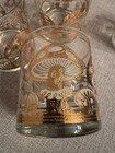 Vtg Culver Ltd 22kt Gold Psychedelic Mushroom Barware Lowball Glasses Set Of 4