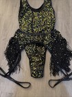 Roma Glitter High Leg Leotard With Matching Frill Skirt And Garter Dance Set