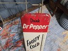 Vintage 1950s Dr Pepper Frosty Cold Metal Tombstone Thermometer Sign Working 25 
