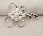 Mikimoto Akoya Pearl Ribbon Flower Brooch Silver Vintage Japan Elegant Rare