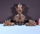 Set Of Three Large French Antique Solid Walnut Wood Gothic Trim spires posts