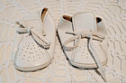 Lot Of 3 - Pairs Of Vintage White Leather Lace Up Baby Shoes Japan