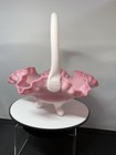 Fenton Rosalene Pink White Satin Drape Ruffled Basket 8    - Free Shipping