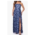 Nwt Xscape Strapless 3d Floral Sequin Long Gown Blue Formal Dress Size 8