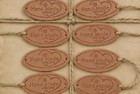 50pcs Pu Leather Handmade Sew On Craft Tags With Double Heart Design