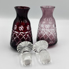 Pair Of Cut Crystal Glass Perfume Bottles With Stoppers Plum   Ruby 4 5 