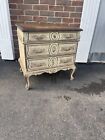 Vintage French Louis Xv Style Painted Commode Dresser White Chic 3 Drawers