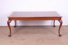 Henredon Chippendale Mahogany And Burl Wood Extension Dining Table  Refinished