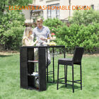 4pcs Outdoor Wicker Barstool Patio Rattan Furniture Bar Stools W  Cushions Black