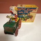 Vintage Tin Toy Yone Crazy Clown Vehicle Wind-up Head Mechanism W  Box Age 8-11
