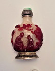 Antique Maison Maquet Paris Silver Art Deco Glass Snuff Bottle Friction Lighter